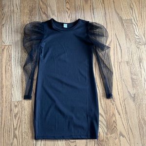 Shein girls sheer, puff sleeve dress